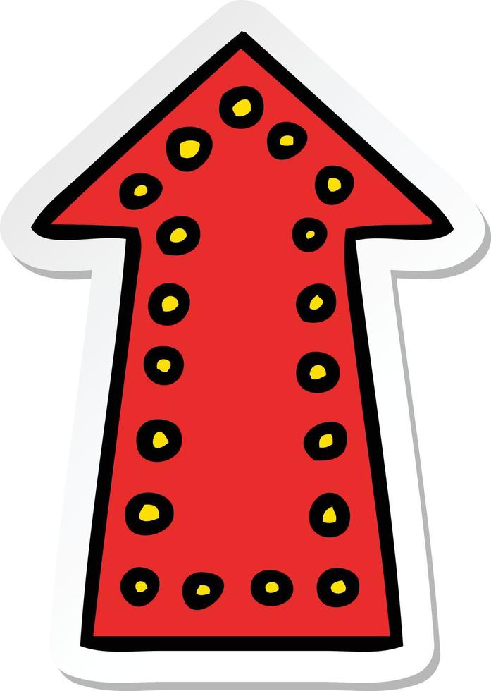 sticker of a quirky hand drawn cartoon arrow vector