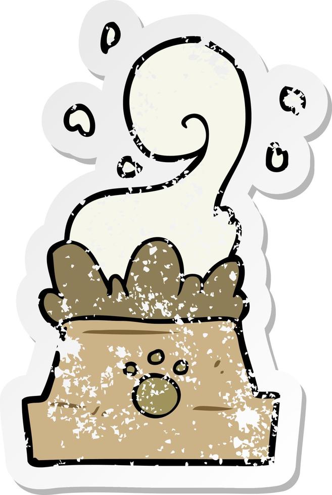 distressed sticker of a cartoon bowl of dog food vector