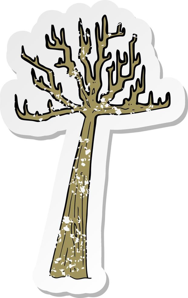 retro distressed sticker of a cartoon winter tree vector