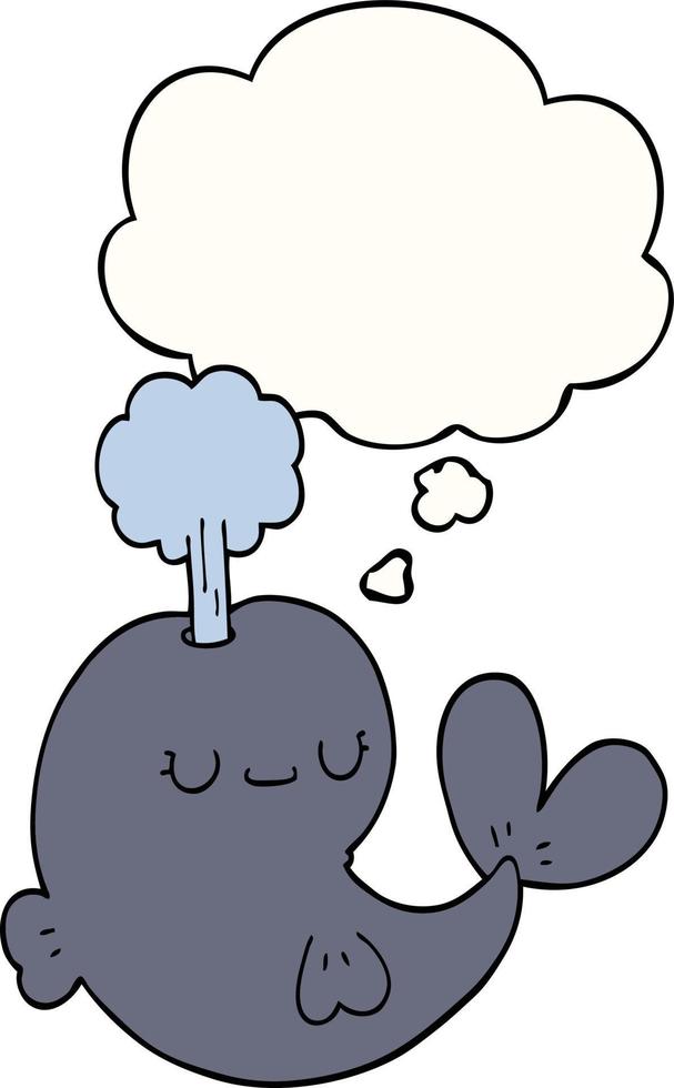 cute cartoon whale and thought bubble vector