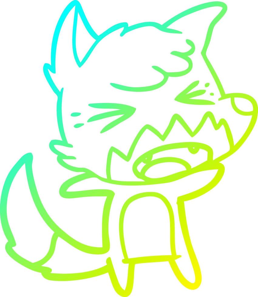 cold gradient line drawing angry cartoon fox vector