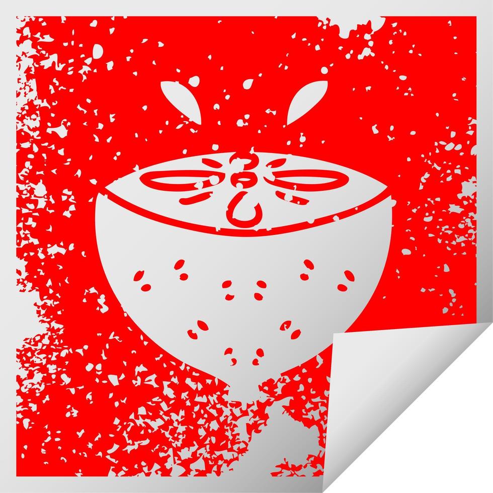 quirky distressed square peeling sticker symbol lemon vector