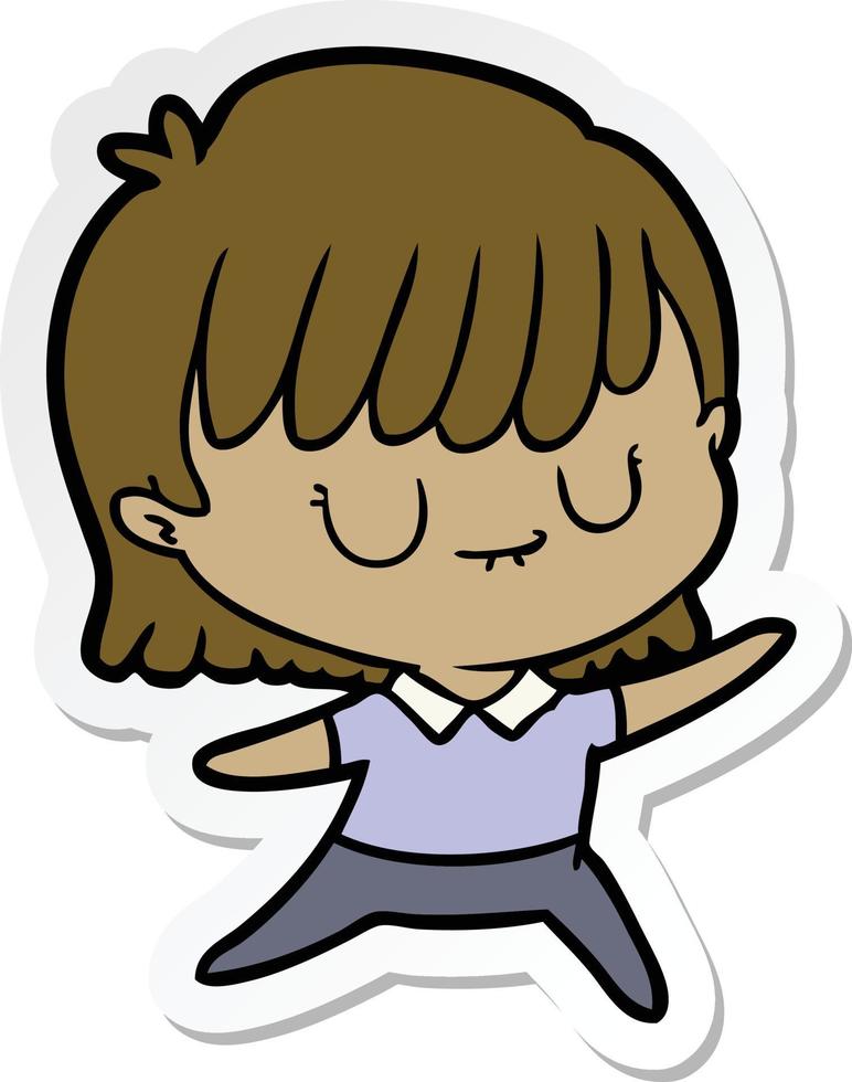 sticker of a cartoon woman vector