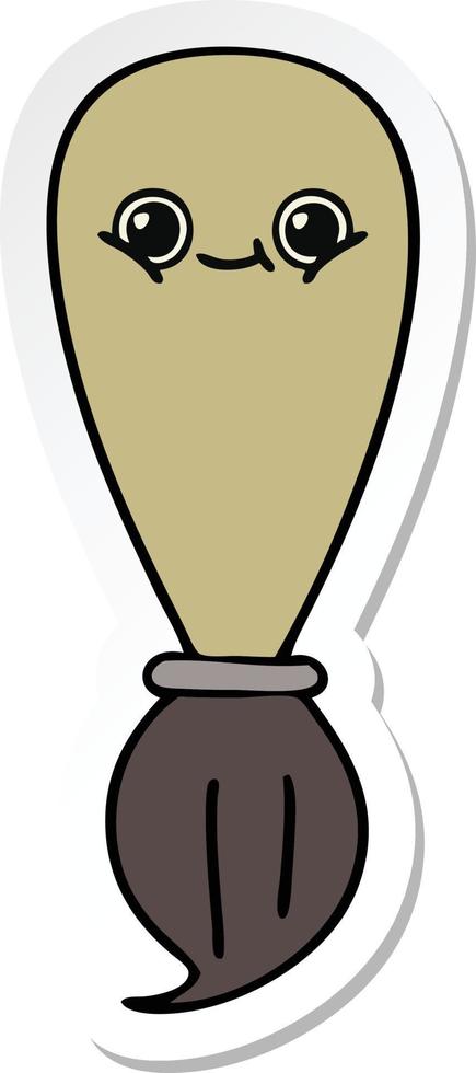 sticker of a cute cartoon paint brush vector