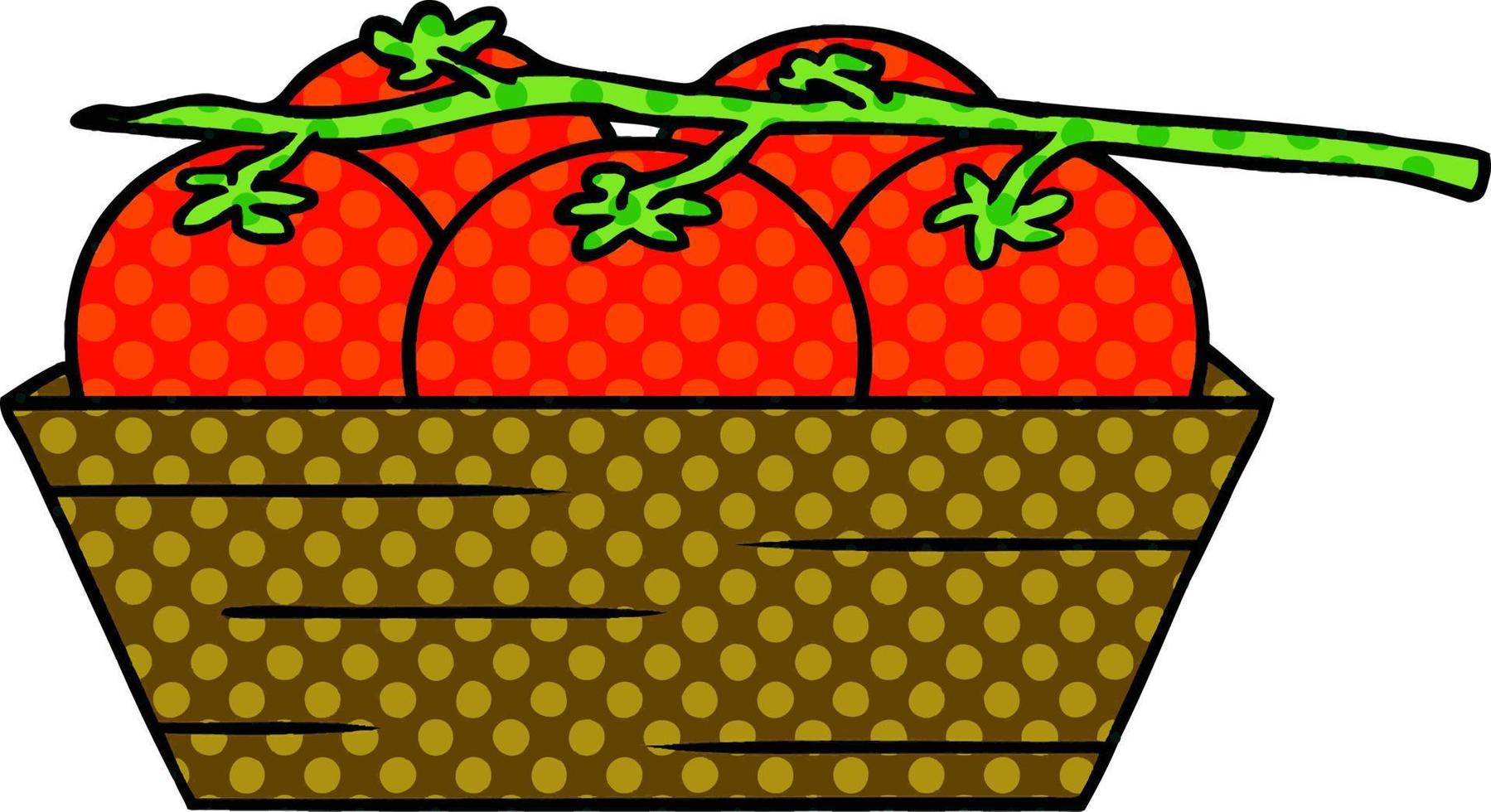 caricatura, garabato, de, un, caja, de, tomates vector