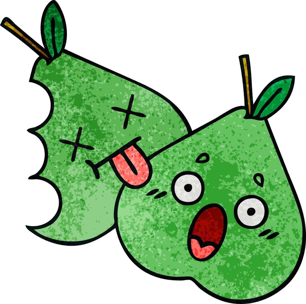 retro grunge texture cartoon green pear vector