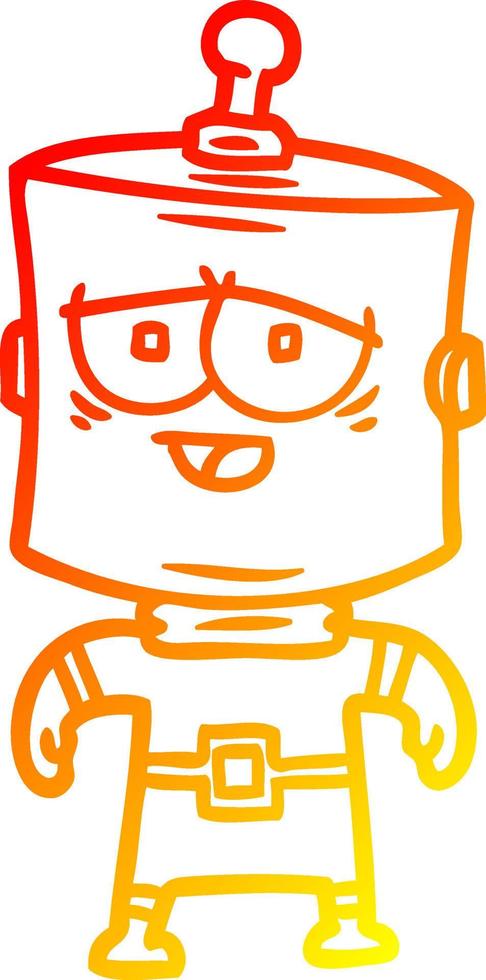 warm gradient line drawing cartoon robot vector