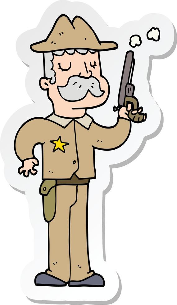 sticker of a cartoon sheriff vector