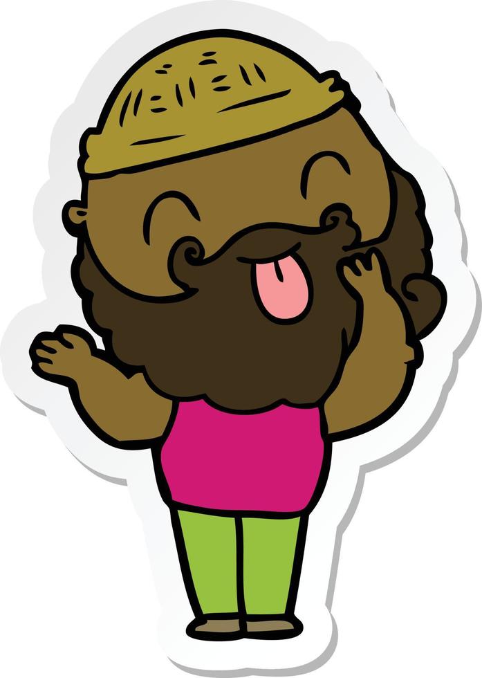 sticker of a man with beard sticking out tongue vector