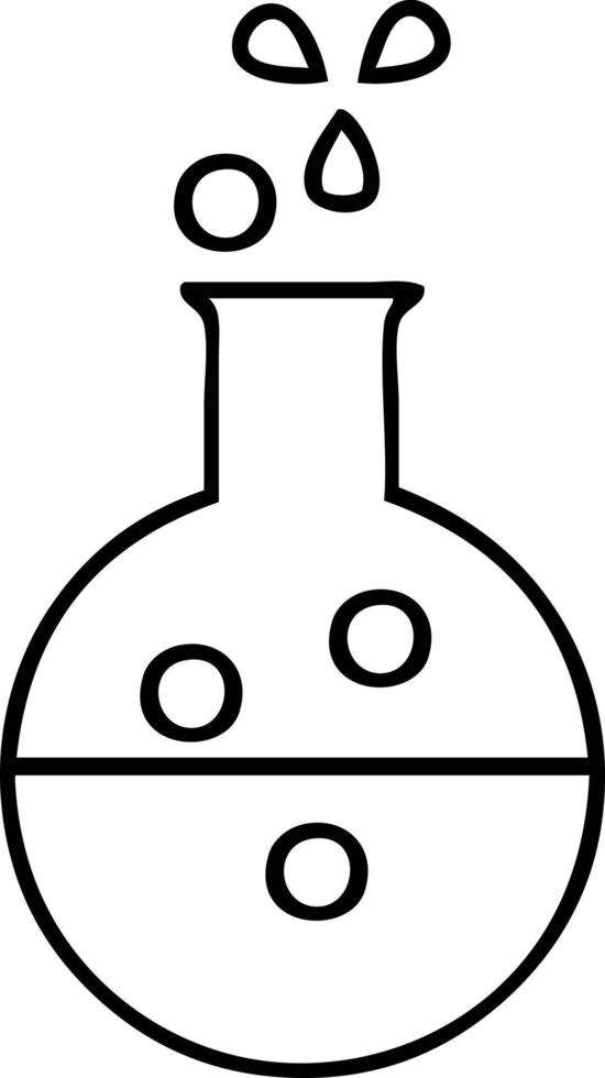 tubo de química de dibujos animados de dibujo lineal vector
