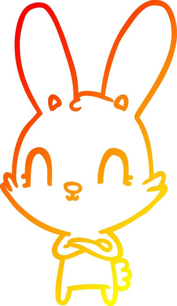 warm gradient line drawing cute cartoon rabbit vector