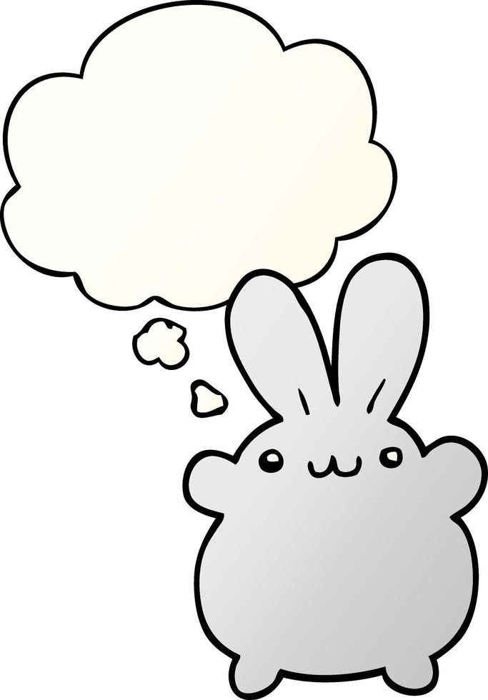 cartoon rabbit and thought bubble in smooth gradient style vector