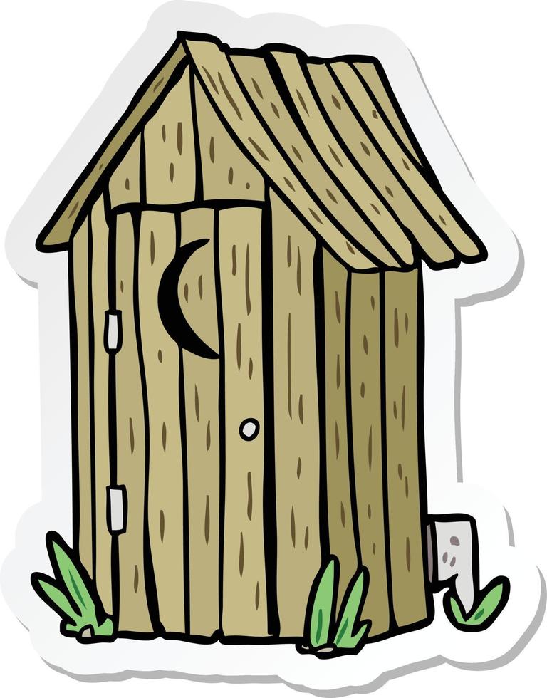 sticker of a cartoon outdoor toilet vector