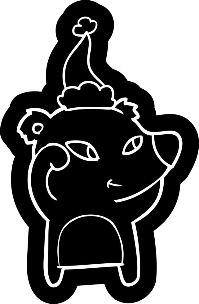 icono de dibujos animados lindo de un oso con sombrero de santa vector