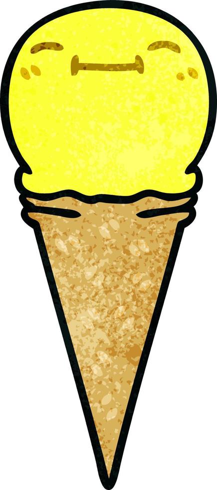 quirky hand drawn cartoon happy ice cream vector