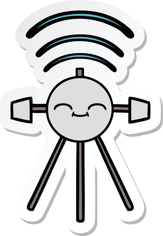 sticker of a cute cartoon satellite vector