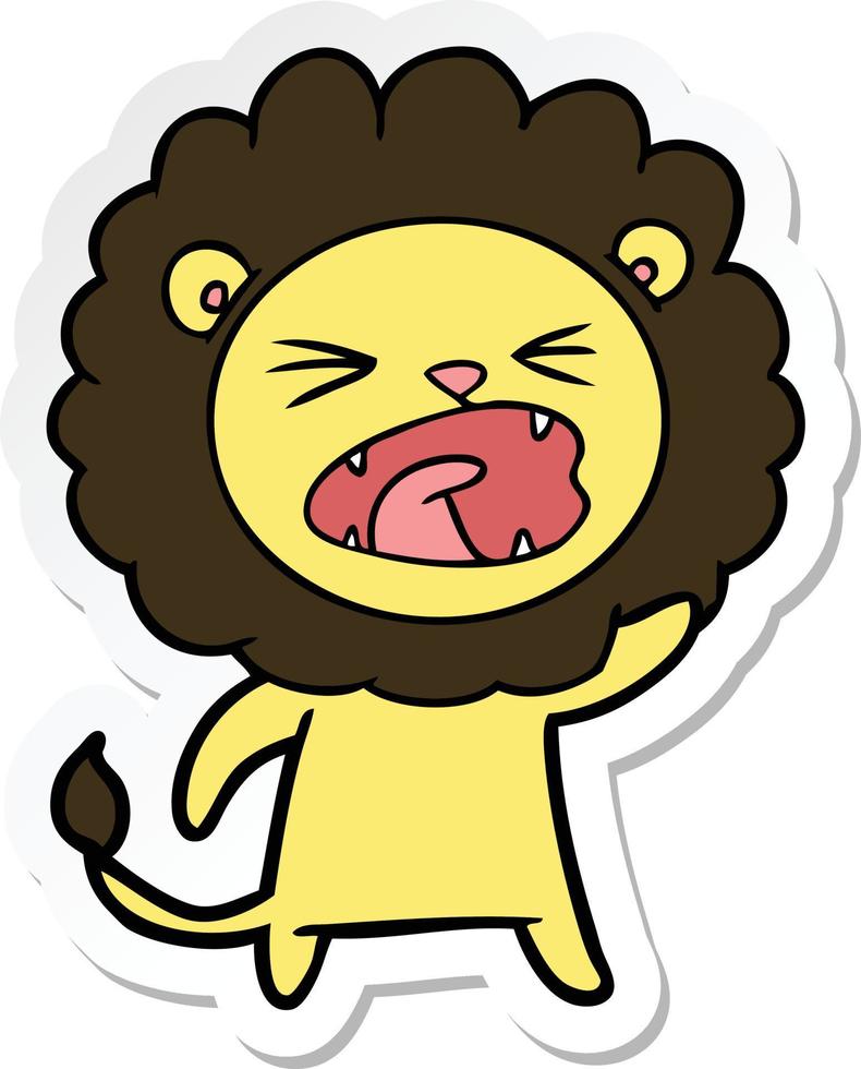 sticker of a cartoon angry lion vector