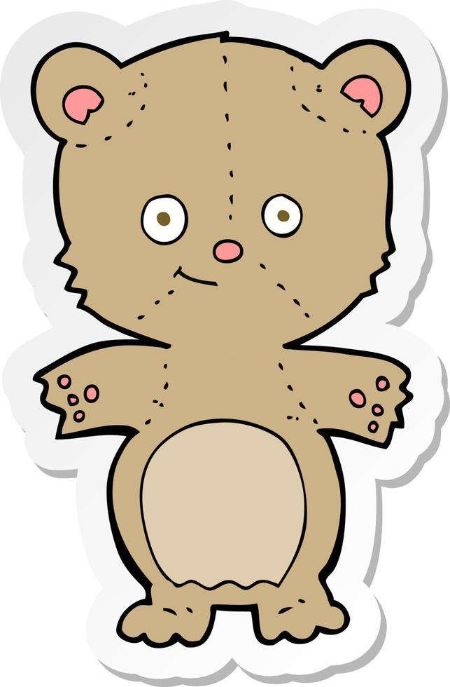 sticker of a cartoon teddy bear vector