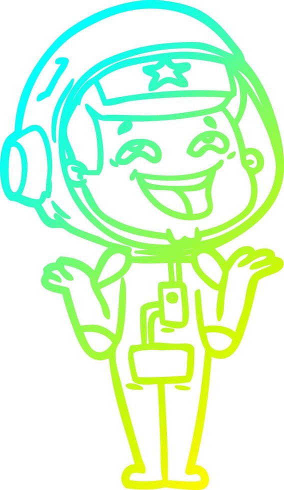 cold gradient line drawing cartoon laughing astronaut vector