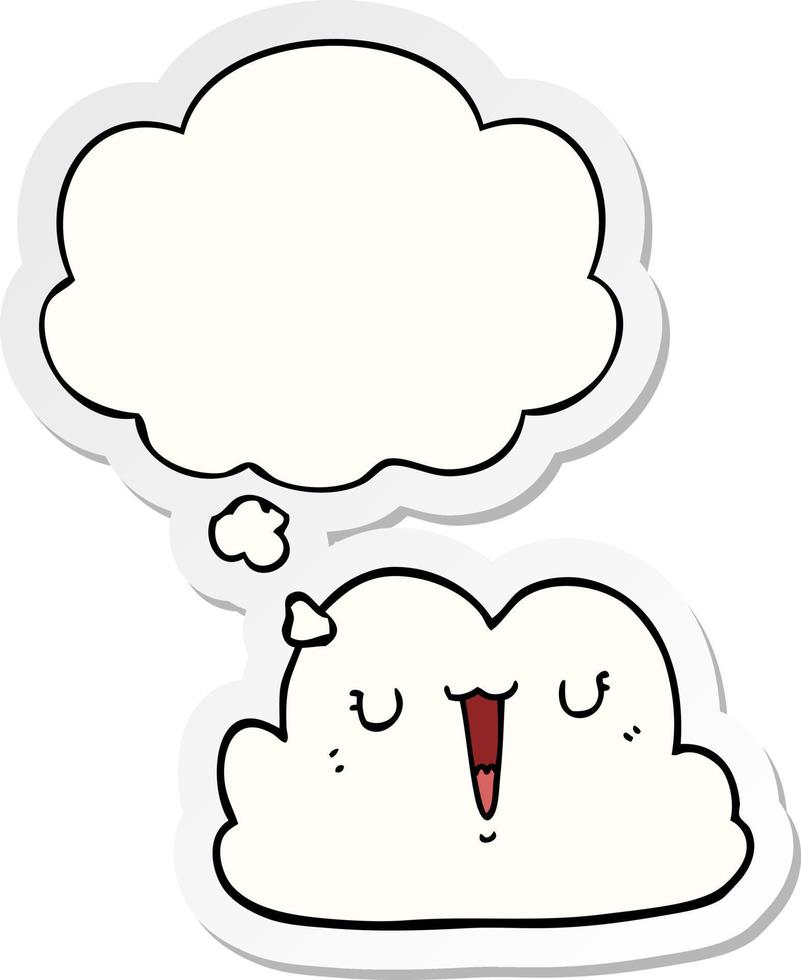 cute cartoon cloud and thought bubble as a printed sticker vector