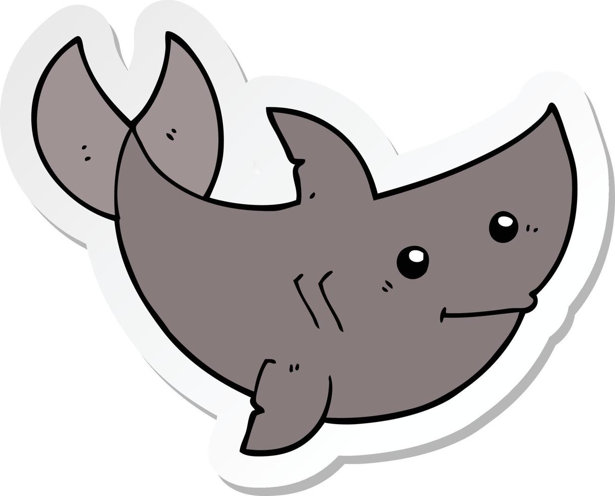 sticker of a cartoon shark vector