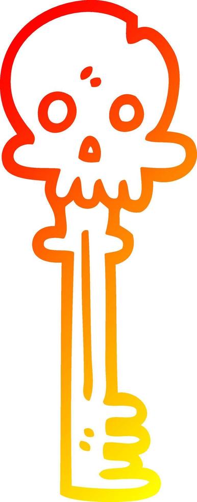 warm gradient line drawing cartoon spooky skull key vector