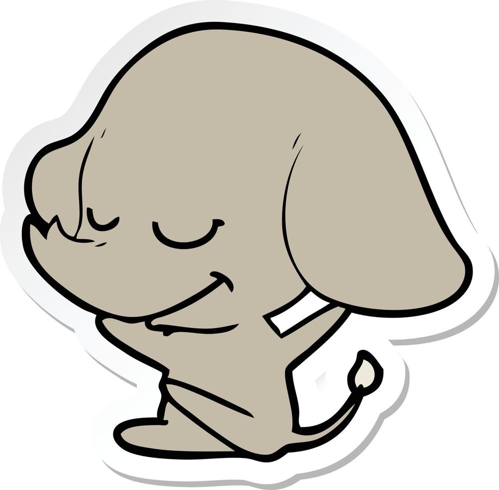sticker of a cartoon smiling elephant vector