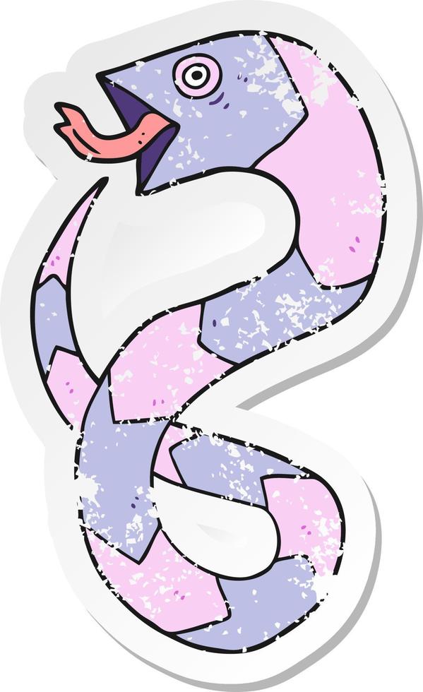distressed sticker of a cartoon snake vector