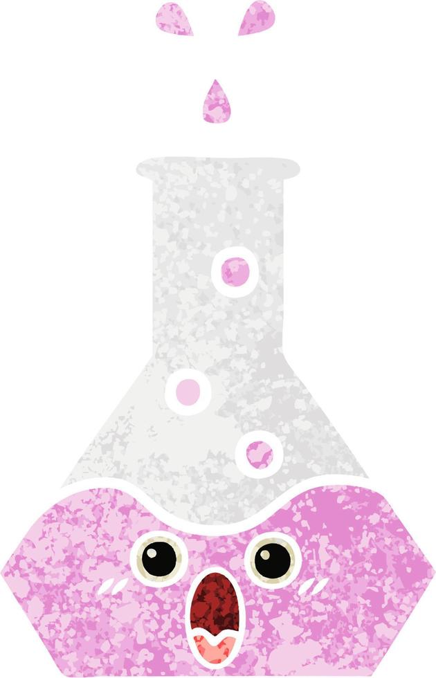 retro illustration style cartoon science beaker vector