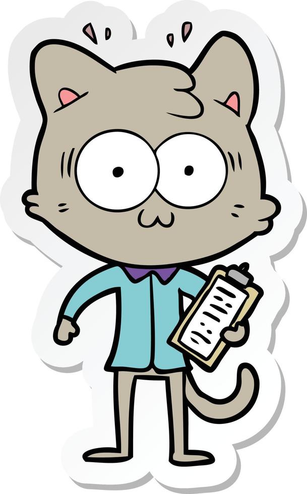 sticker of a cartoon surprised office worker cat vector