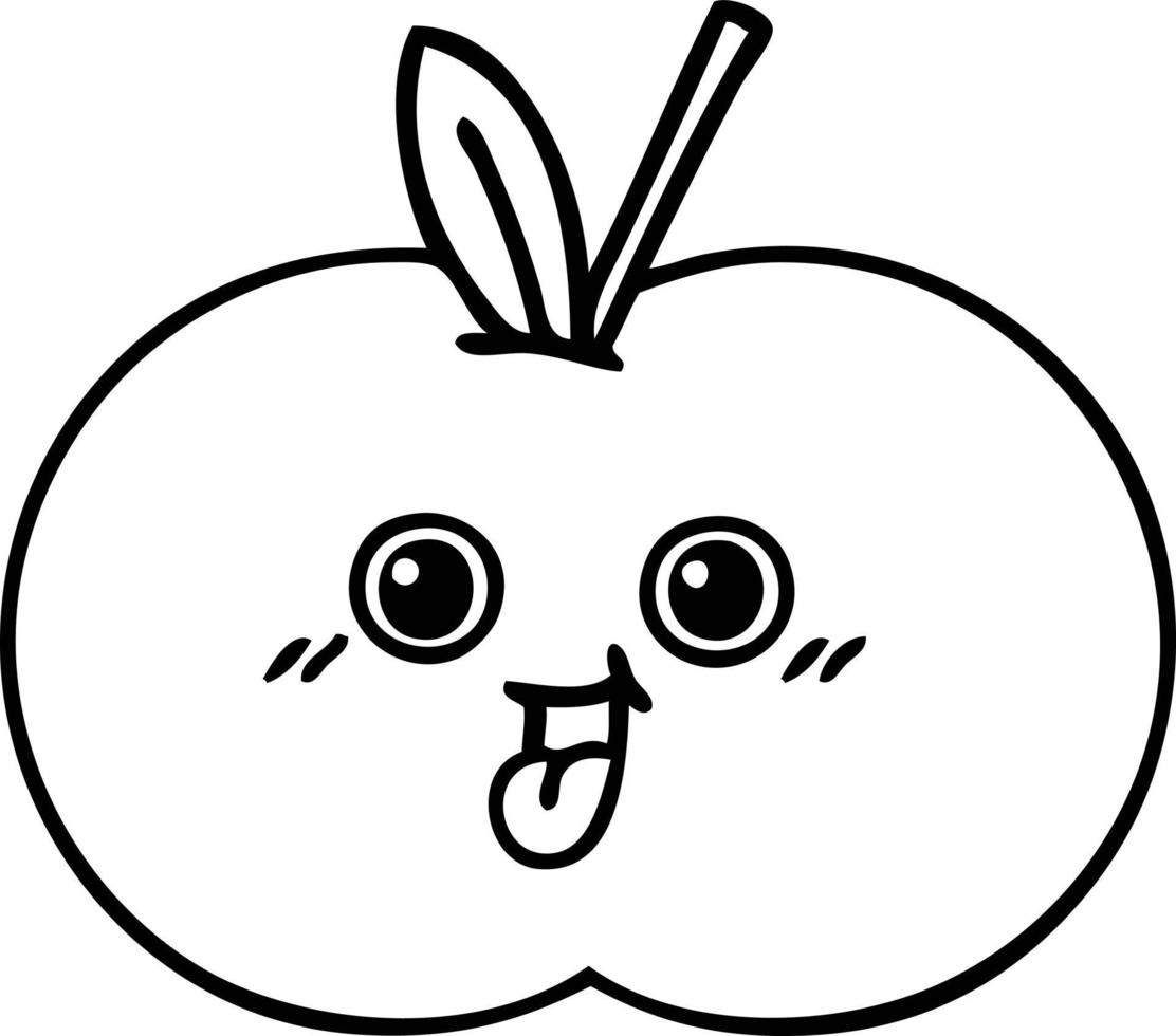 line drawing cartoon red apple vector