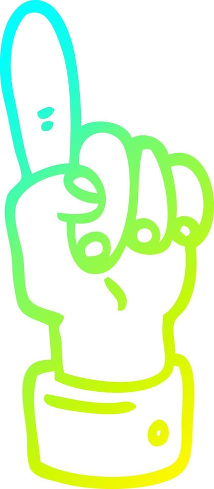 cold gradient line drawing cartoon pointing hand vector