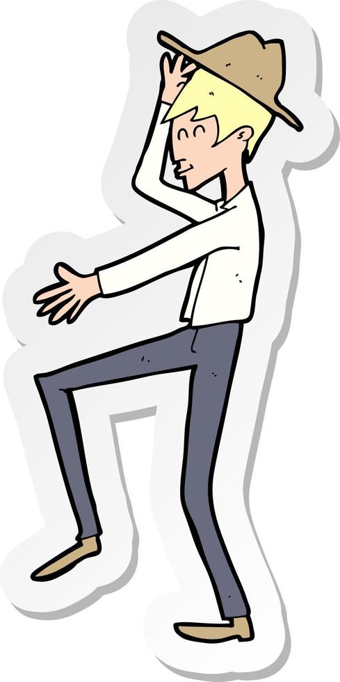 sticker of a cartoon fashionable man vector