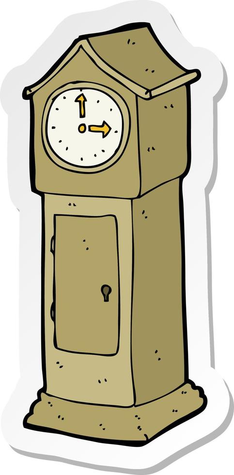 sticker of a cartoon grandfather clock vector
