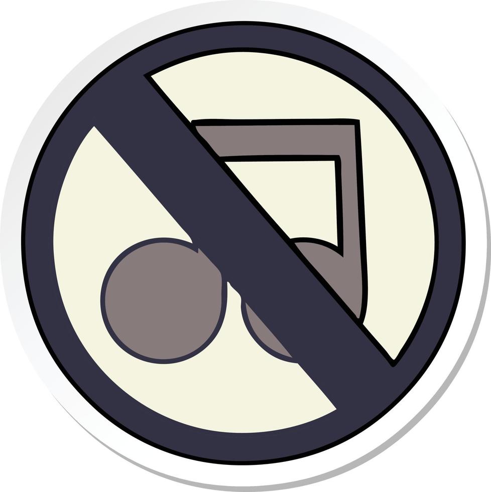 sticker of a cute cartoon no music allowed sign vector