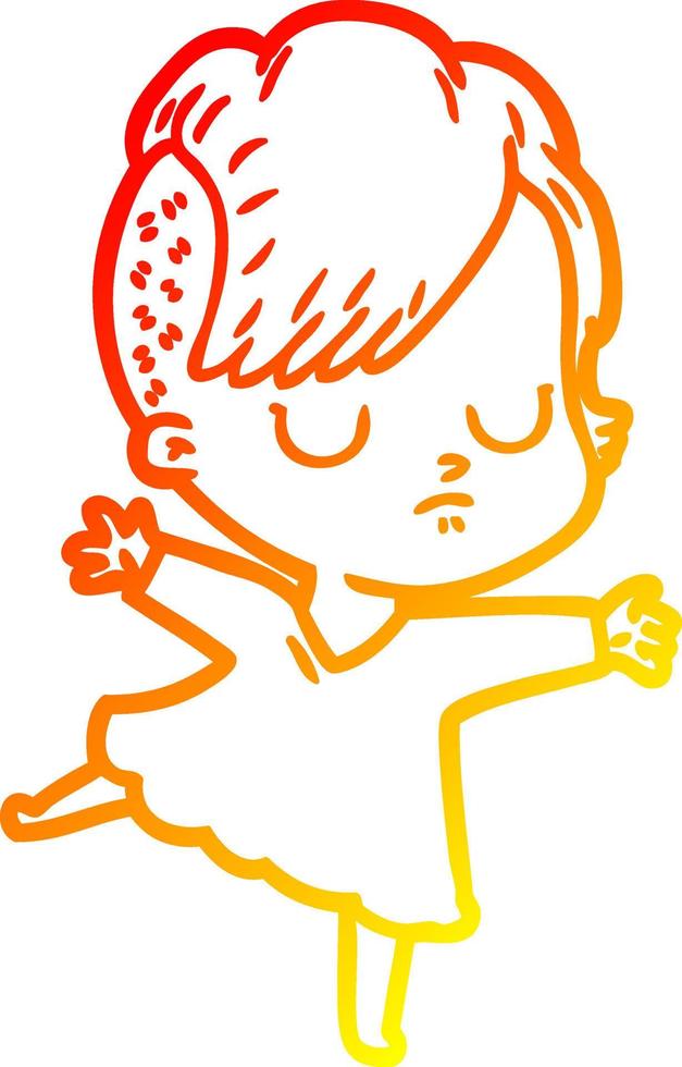 warm gradient line drawing cartoon woman vector