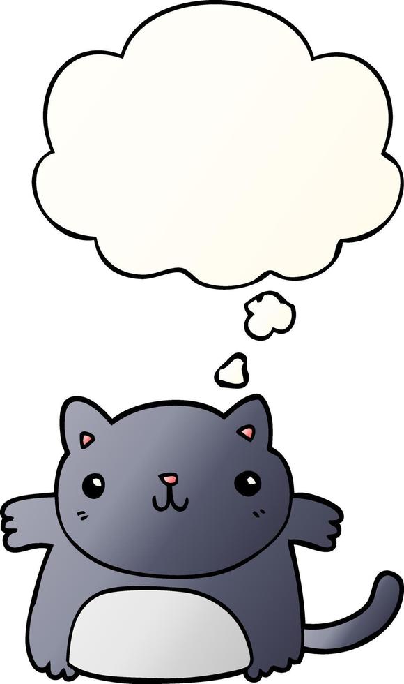 cartoon cat and thought bubble in smooth gradient style vector