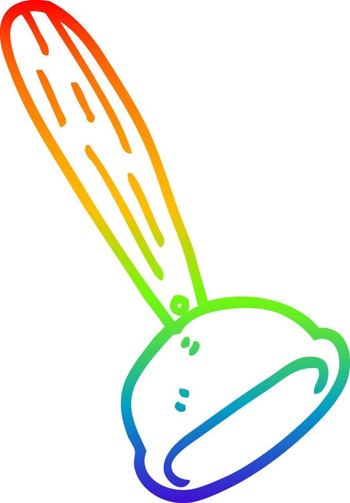 rainbow gradient line drawing cartoon toilet plunger vector