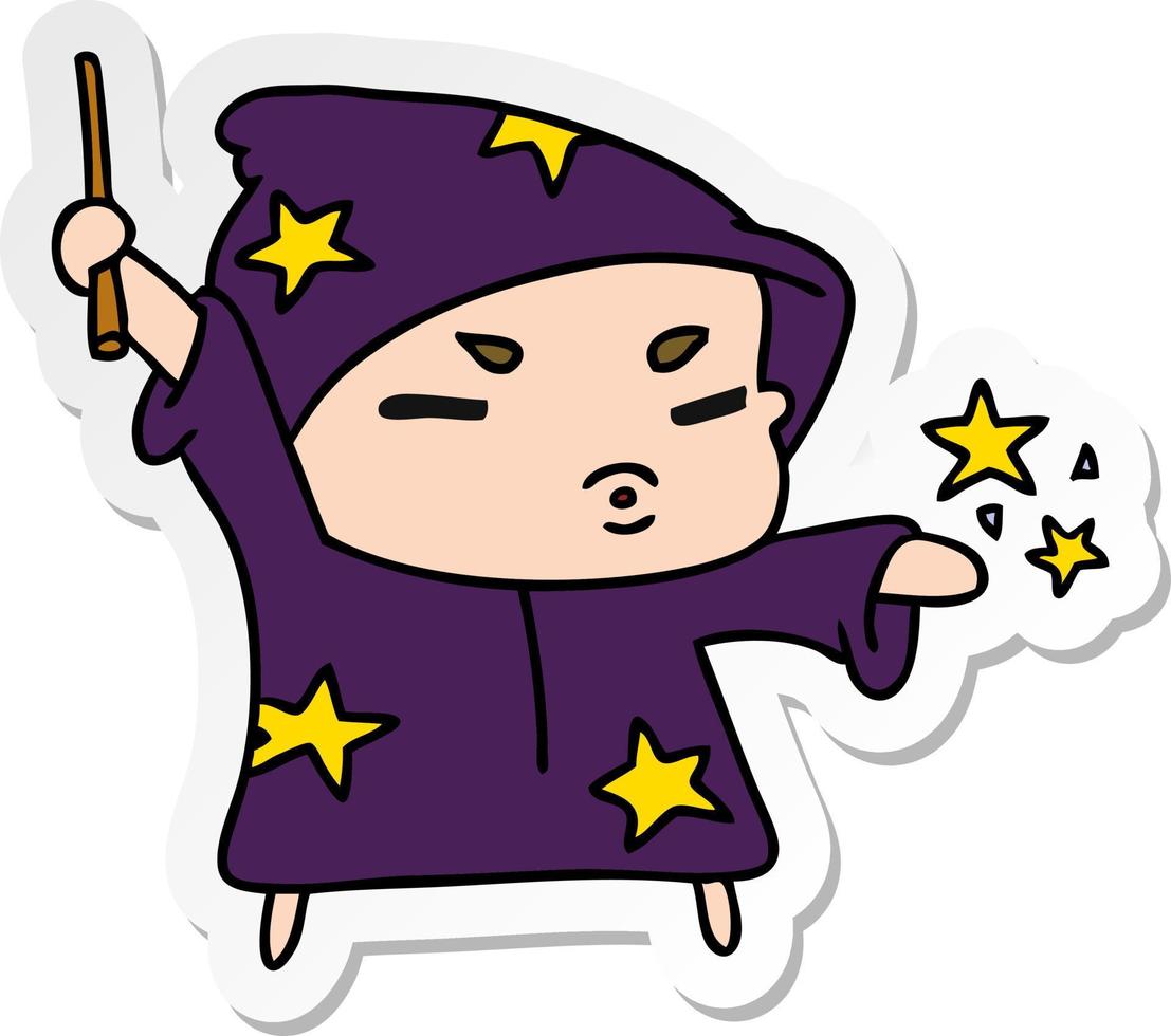 sticker cartoon  cute kawaii wizard child vector