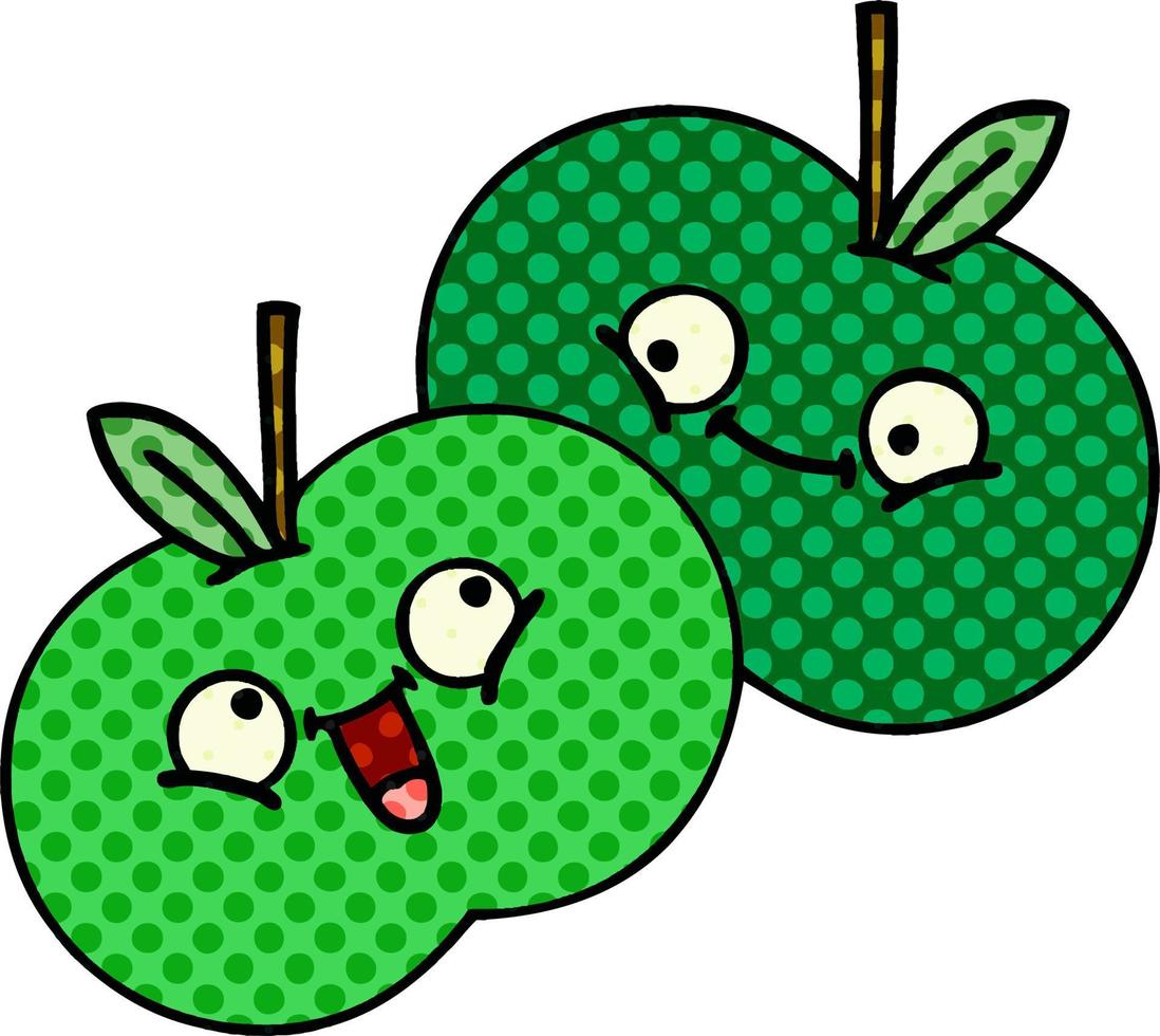 comic book style cartoon apples vector