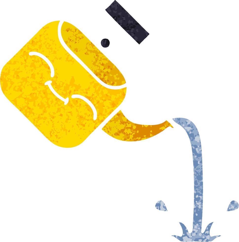retro illustration style cartoon pouring kettle vector