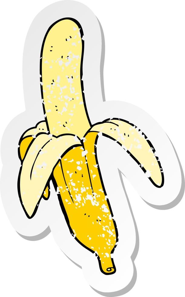retro distressed sticker of a cartoon banana vector