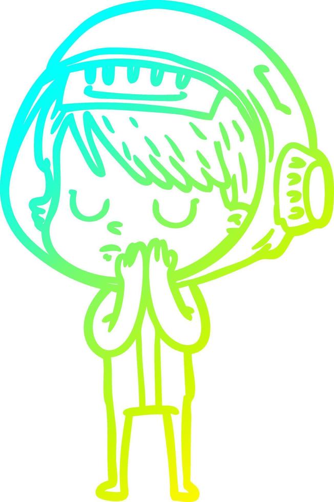 cold gradient line drawing cartoon astronaut woman vector