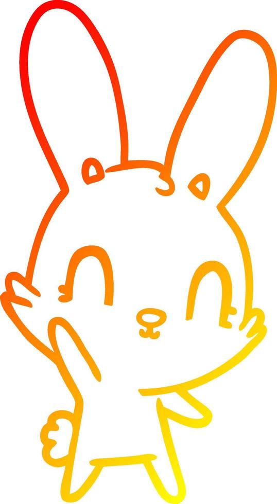 dibujo de línea de gradiente cálido lindo conejo de dibujos animados vector