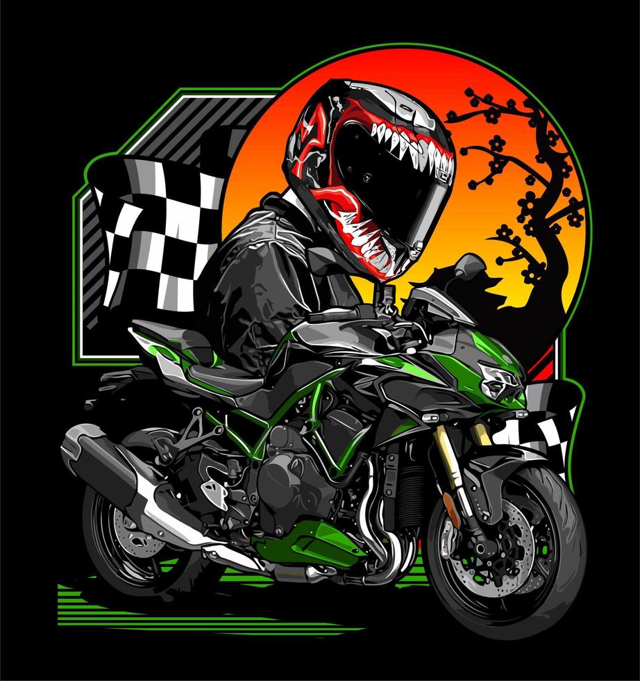 motos y motociclistas vector