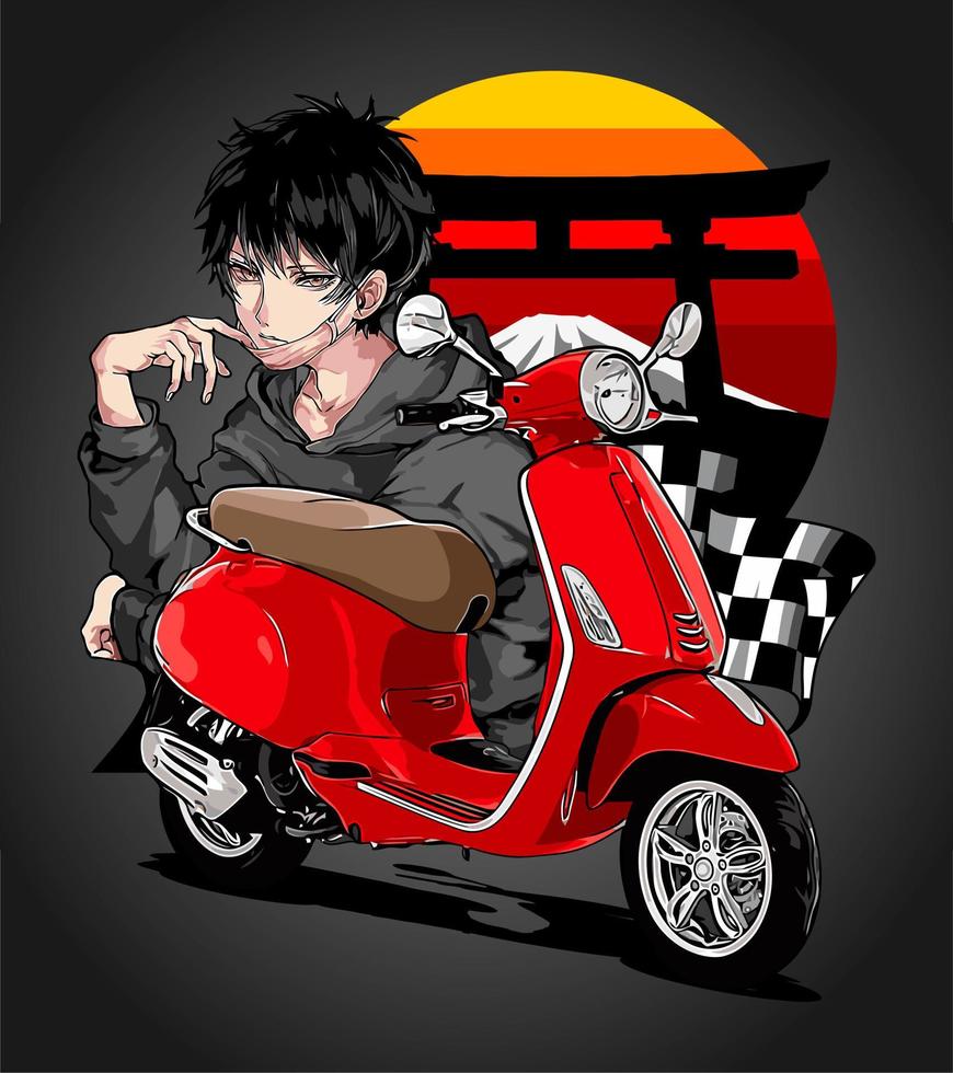 scooter automático anime japonés vector