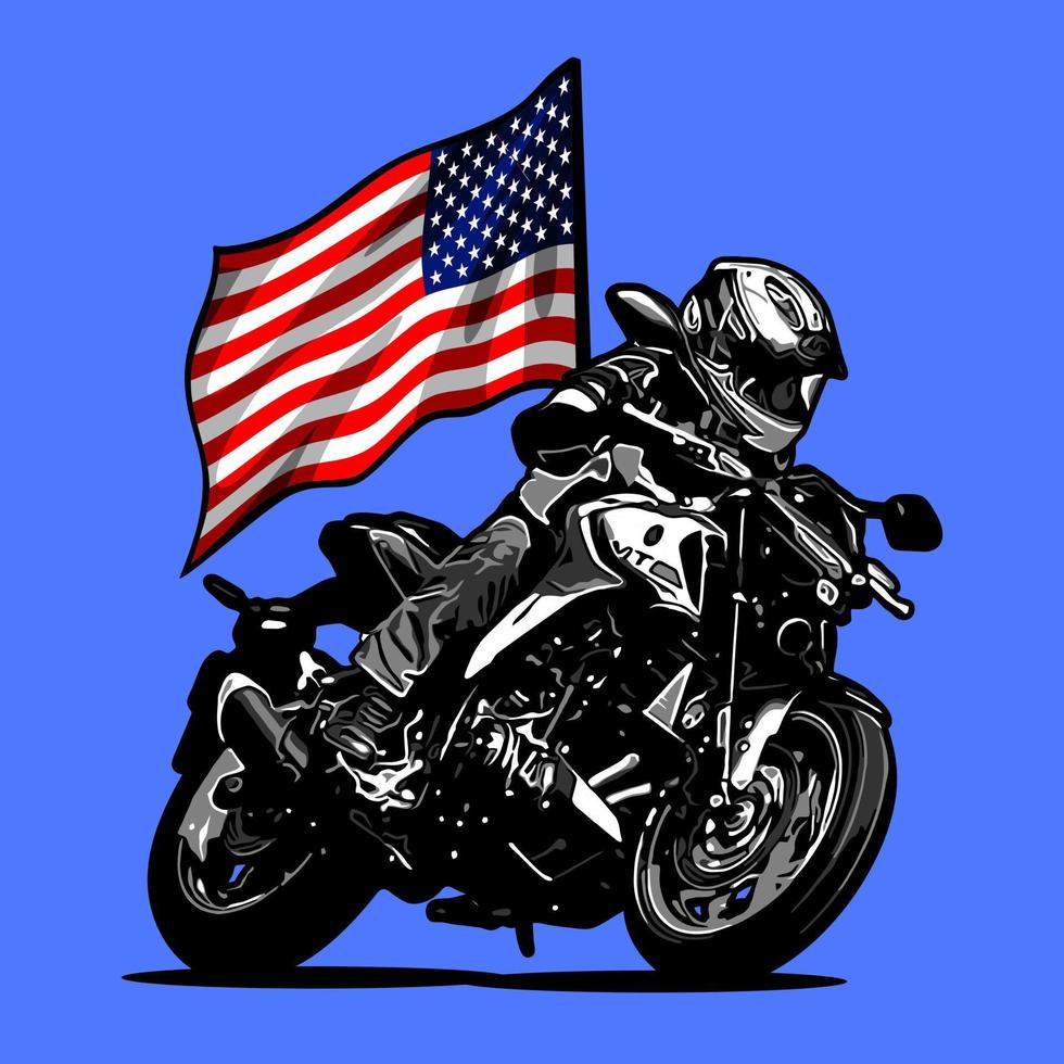 naked bike with american flag vector