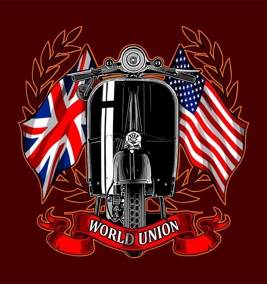 scooter and flag vector