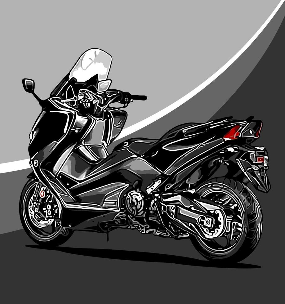 a big scooter rear view vector