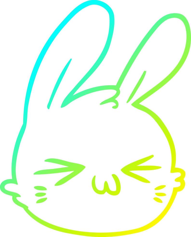 cold gradient line drawing cartoon rabbit face vector